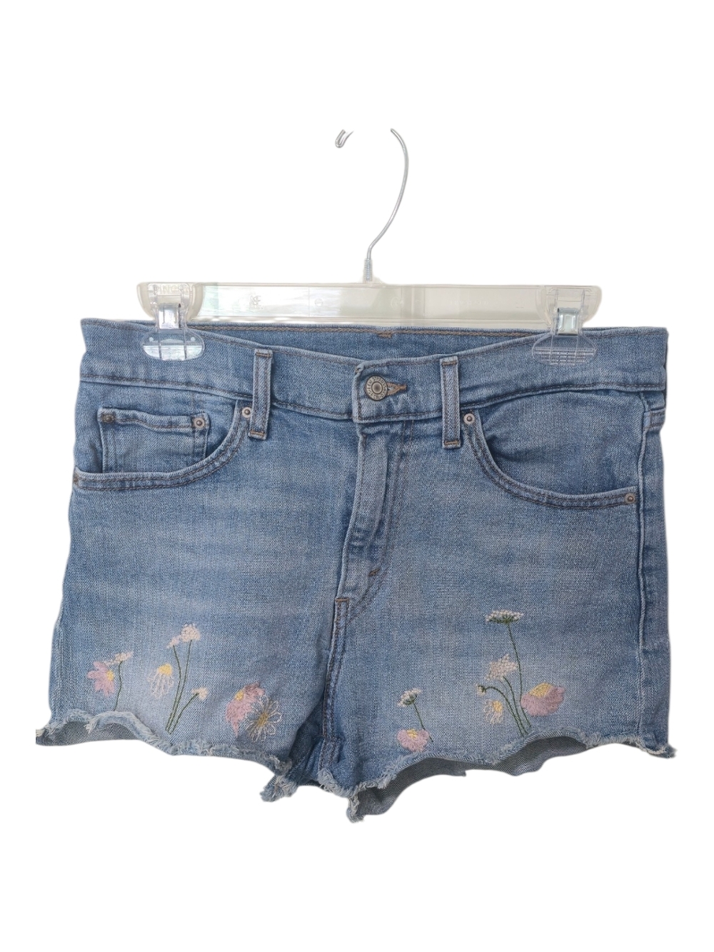 Levi’s High Rise Floral Embroidered Raw Hem Cutoff Shorts 30 Summer Boho Garden